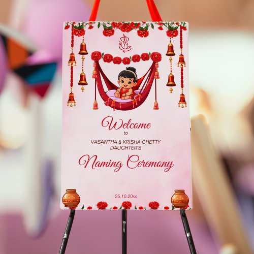 Baby Girl Naming Cradle Ceremony welcome sign