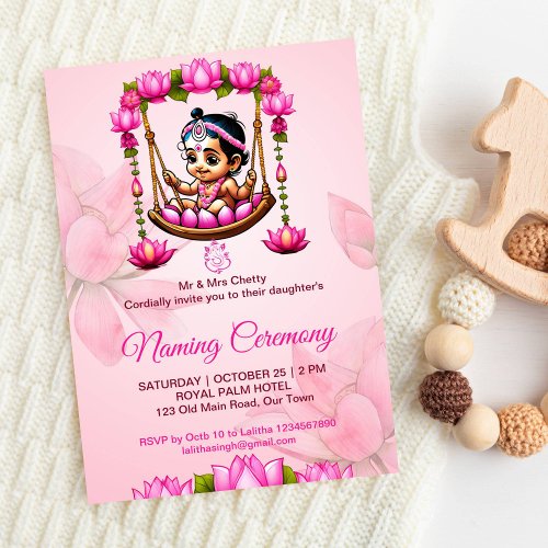 Baby Girl Naming Namkaran Cradle Ceremony Invitation