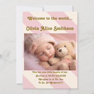 Baby Girl New Arrival Announcement