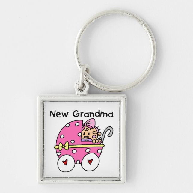 Baby Girl New Grandma Gifts Keychain (Front)
