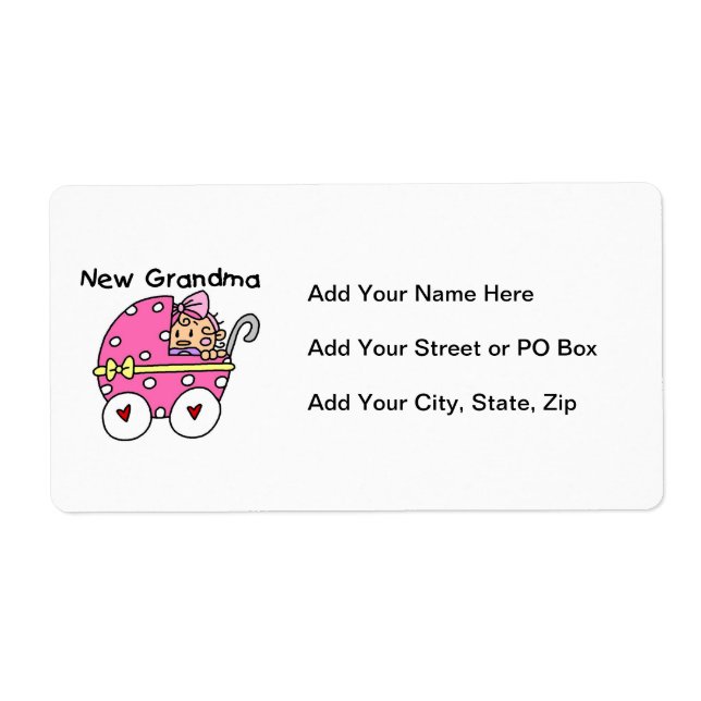 Baby Girl New Grandma Gifts Label (Front)