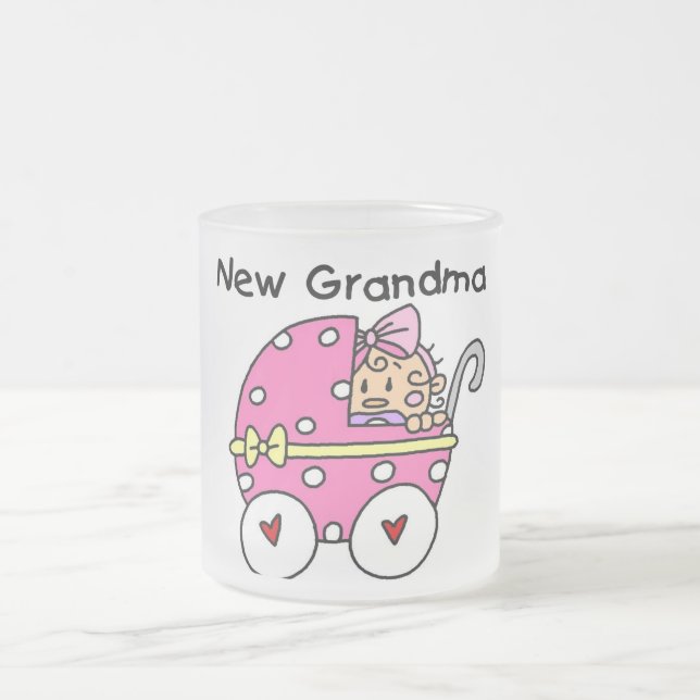 Baby Girl New Grandma T-shirts and Gifts Frosted Glass Coffee Mug (Center)