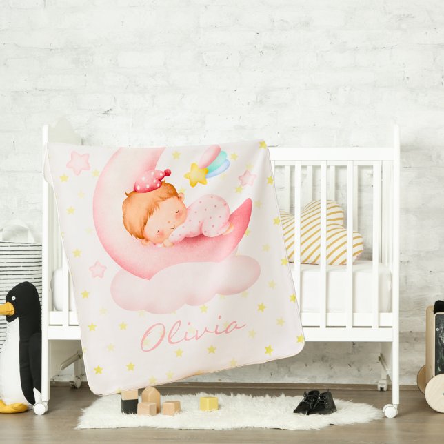 Baby Girl Newborn Cute baby sleeping Baby Blanket (Creator Uploaded)