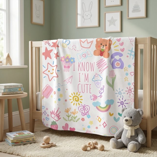 Baby Girl Newborn Cute Pattern Doodle Blanket (Creator Uploaded)