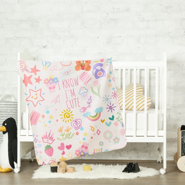Baby Girl Newborn Cute Pattern Doodle Blanket (Creator Uploaded)