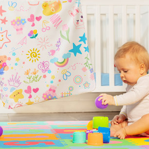 Baby Girl Newborn Cute Pattern Doodle Blanket