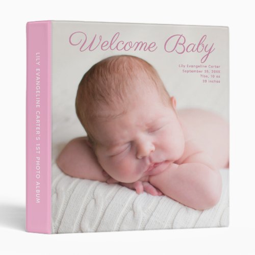 Baby Girl Newborn Photography Pink Photo Album 3 Ring Binder