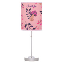 Baby Girl Nursery Blush Pink Mushrooms Pattern Table Lamp