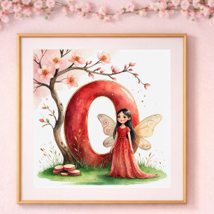 Baby Girl Nursery Letter O Fairy Floral Poster