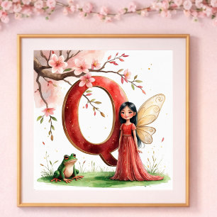 Baby Girl Nursery Letter Q Fairy Floral Poster