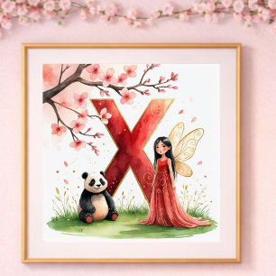 Baby Girl Nursery Letter X Fairy Floral Poster