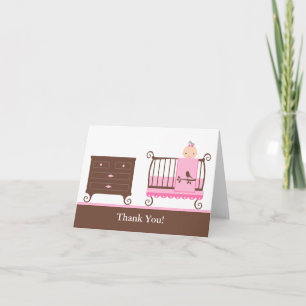 Baby Girl Nursery Letterpress Thank You Card