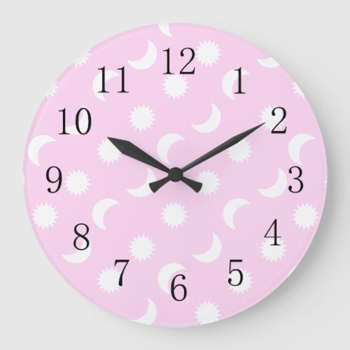 Baby Girl Nursery Lowpriced Sun Moon Pink Large Clock