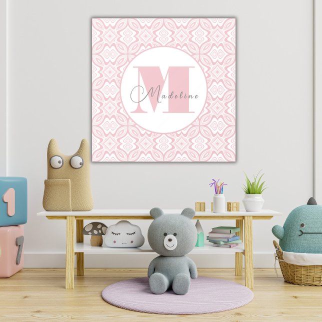 Baby Girl Nursery Name Modern Blush Pink Whimsical Wall Decal (Creator Uploaded)