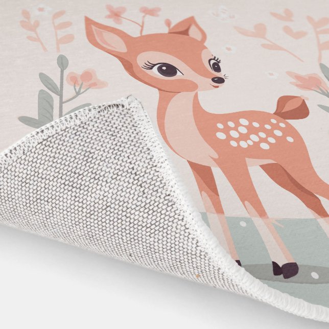 Baby Girl Nursery, Woodland Animal Deer themed Rug Zazzle