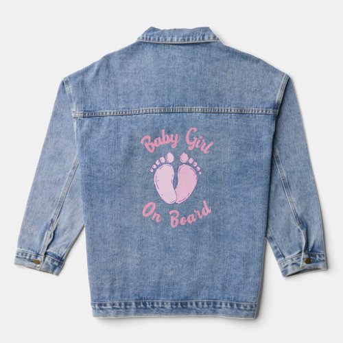 Baby Girl On Board Announcement And Gender Reveal  Denim Jacket