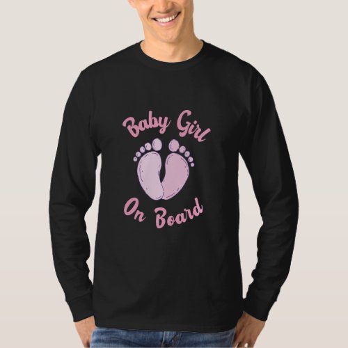 Baby Girl On Board Announcement And Gender Reveal  T_Shirt