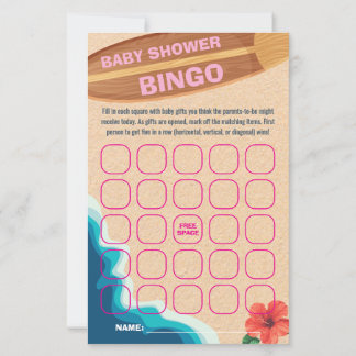 Baby Girl On Board Baby Shower Bingo Game Card
