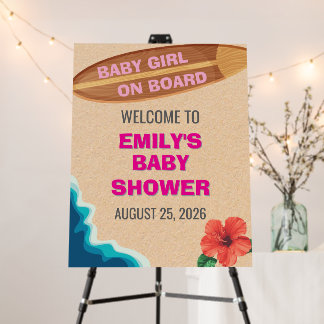 Baby Girl On Board Baby Shower Welcome Sign
