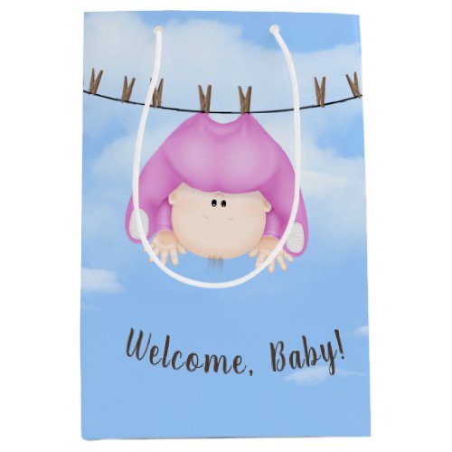 Baby Girl on Clothesline Medium Gift Bag