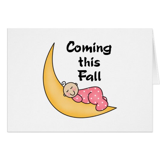 Baby Girl on Moon Fall Cards (Front Horizontal)