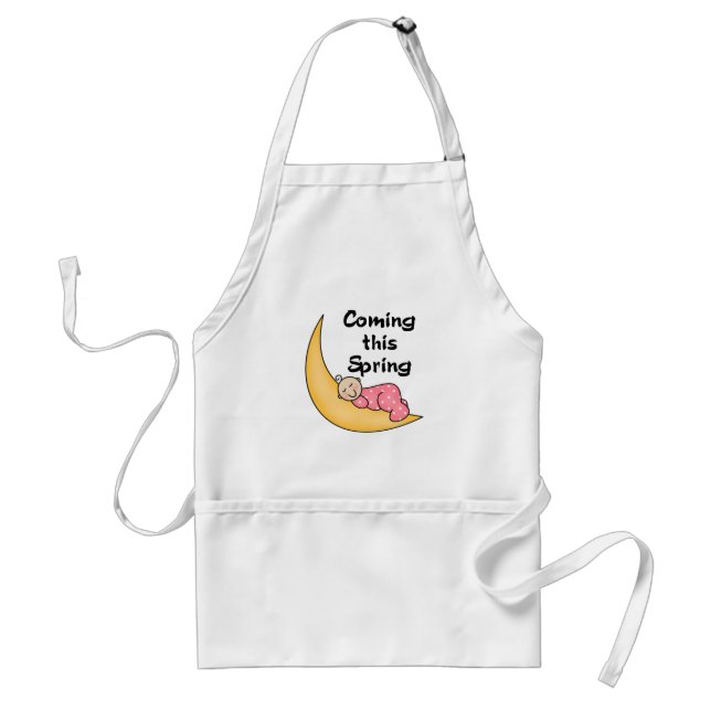 Baby Girl on Moon Spring Adult Apron (Front)