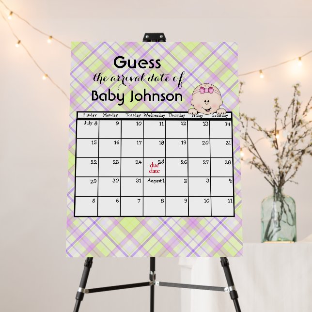 Baby Girl On Pink and Yellow Plaid Foam Board (In Situ (Stand))