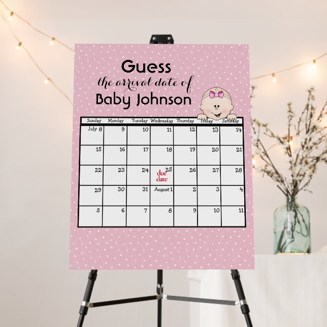 Baby Girl On Pink Polka Dots Foam Board (In Situ (Stand))