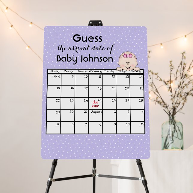 Baby Girl On Purple Polka Dots Foam Board (In Situ (Stand))