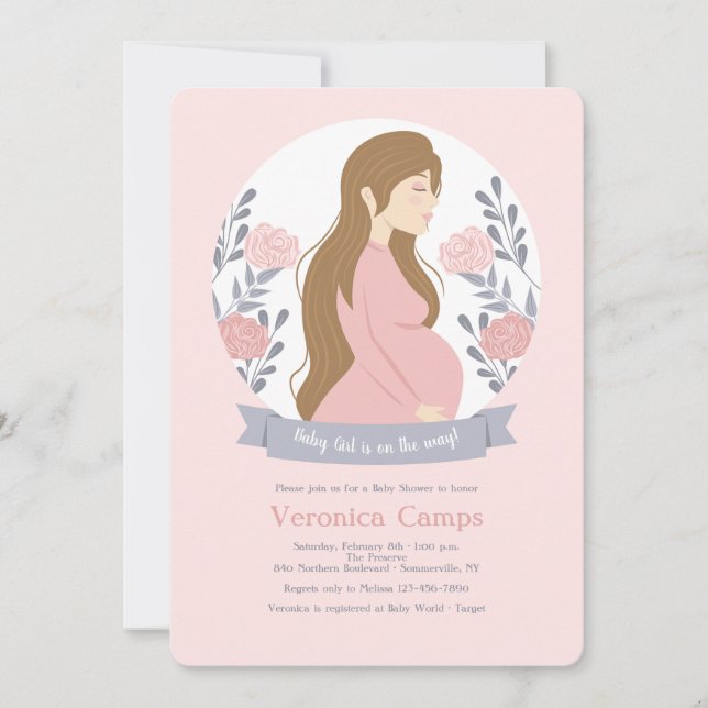 Baby Girl on the Way Baby Shower Invitation (Front)