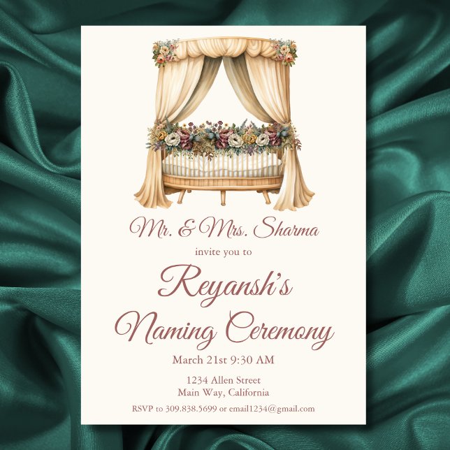 Baby Girl or Boy Cradle Naming Ceremony  Invitation (Creator Uploaded)
