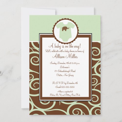 Baby Girl or Boy Swirl Baby Shower Invitation
