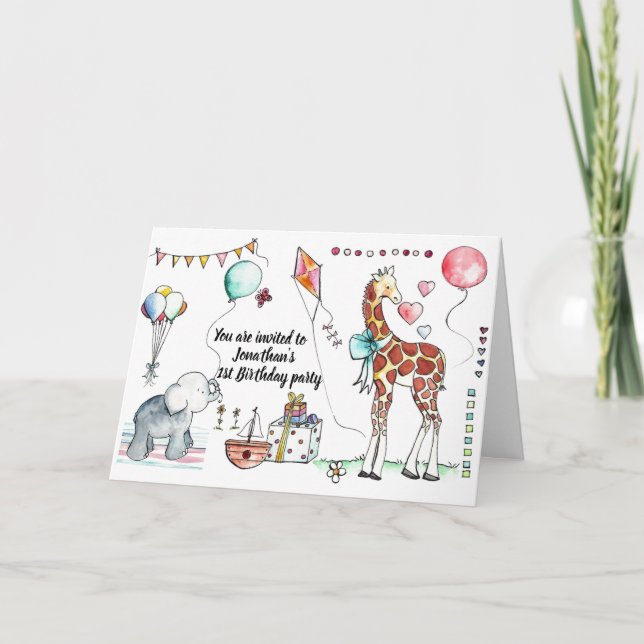 Baby Girl or Boys 1st Birthday Party Invitations (Front)
