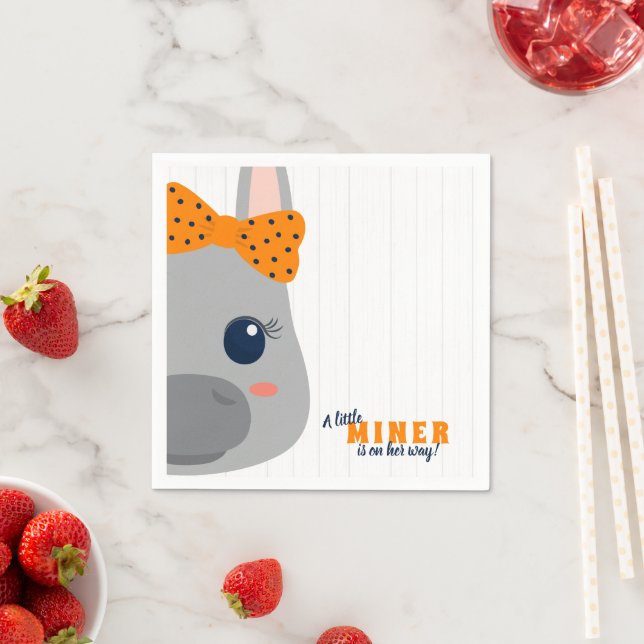 Baby Girl Orange Donkey Baby Shower Napkins (Insitu)