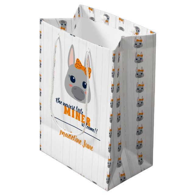 Baby Girl Orange Donkey Medium Gift Bag (Front Angled)