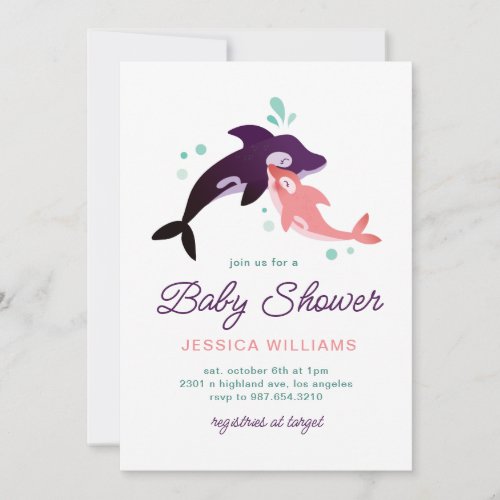 Baby Girl Orca Invitation
