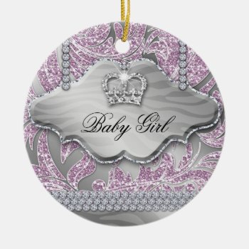 Baby Girl Ornament Cute Pink Crown Tiara by BabyDelights at Zazzle