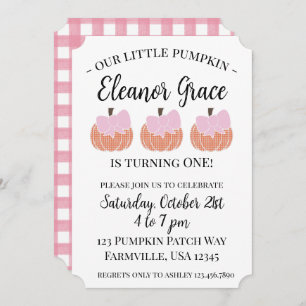 Baby Girl Our Little Pumpkin First Birthday Invitation