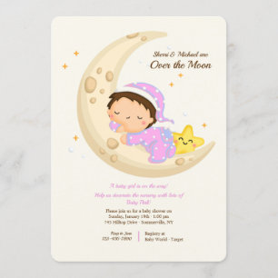 Baby Girl Over the Moon Baby Shower Invitation
