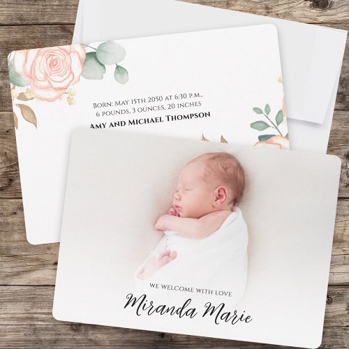 Baby Girl Overlay Text Newborn Photo Floral Pink