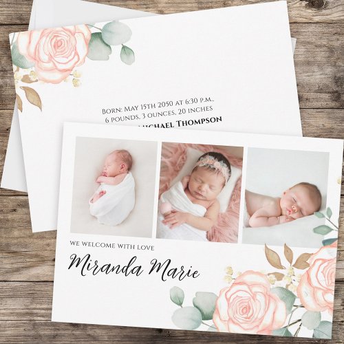Baby Girl Overlay Text Newborn Photo Pink Floral