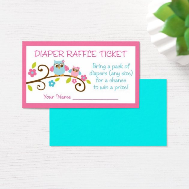 Baby Girl Owl Diaper Raffle Tickets