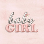 Baby Girl Pacifier Typography Table or Cake Topper Cutout<br><div class="desc">Cute,  baby girl typography with faux metallic,  script "baby" and faux pink felt "girl" with a pink pacifier dangling down off of baby lettering.  Makes an adorable table top display sculpture or cake topper for a baby shower.  Or cute baby girl's nursery display.</div>