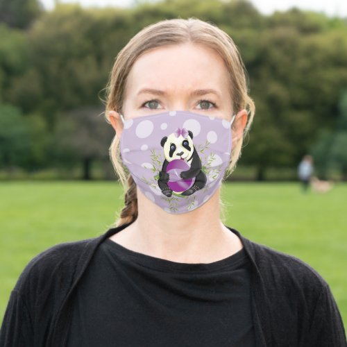 Baby Girl Panda Bear Playing Ball Adult Cloth Face Mask