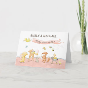 Baby Girl Parade of Animals from Group Personalize Card