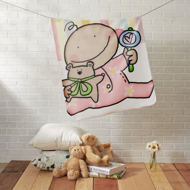Baby Girl Pastel Stripes Baby Blanket (In Situ)