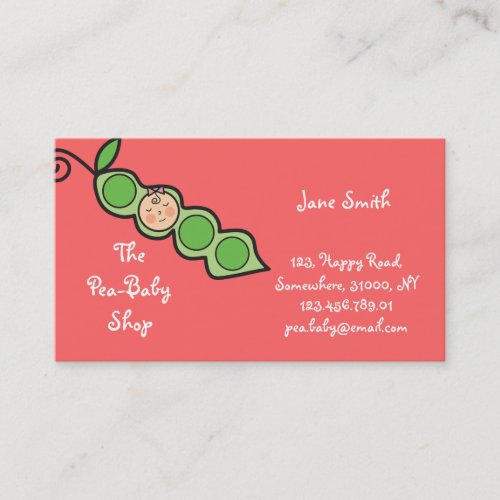 Baby Girl Pea in a Pod Fun Cartoon Profile Card Business Card Template