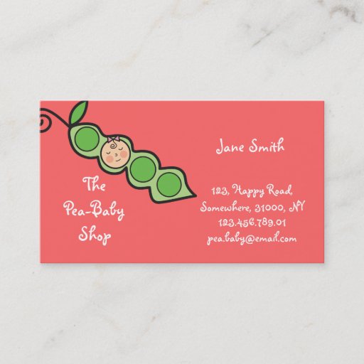 Customizable Baby Girl Pea in a Pod Fun Cartoon Profile Card Business Card Template