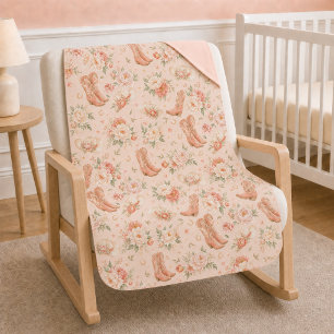 Baby Girl Peach Western Coquette Shabby Chic Blanket