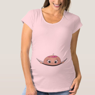 Baby girl peeking out maternity T-Shirt
